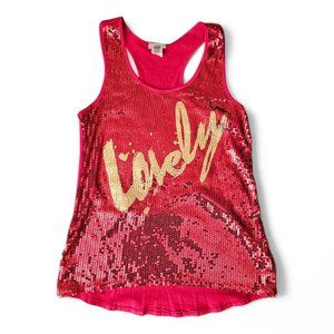 Women's Edgy Sequin Racerback Tank Top - Lovely Red